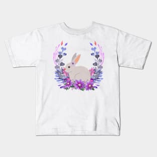 rabbit and flowers Kids T-Shirt